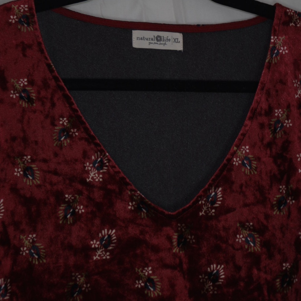 Red Velvet Floral Dress